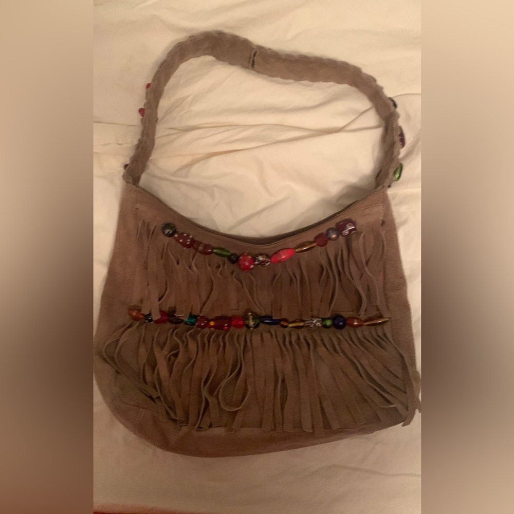 Fringe suede purse